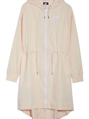 Nike Women's Pale Pink Hooded Long Rain Jacket/ windbreaker XXL